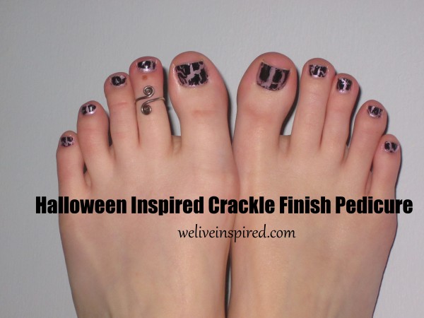 Halloween Inspired Black & Purple Crackle Finish Pedi
