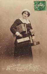 Vintage Christmas Shopping Lady